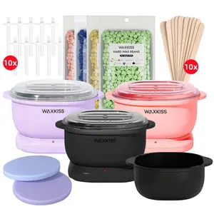 Hair Removal Waxing Kit for Beginner Women Girls Men Boys, Large Hard Wax Warmer for Face, Legs and Body, Silicone Material - Easy to Clean, 500ml Wax Warmer Pot Set with 200g Hard Wax Beads + Sticks - Safe for Face Bikini Full Body Skin -  At Home