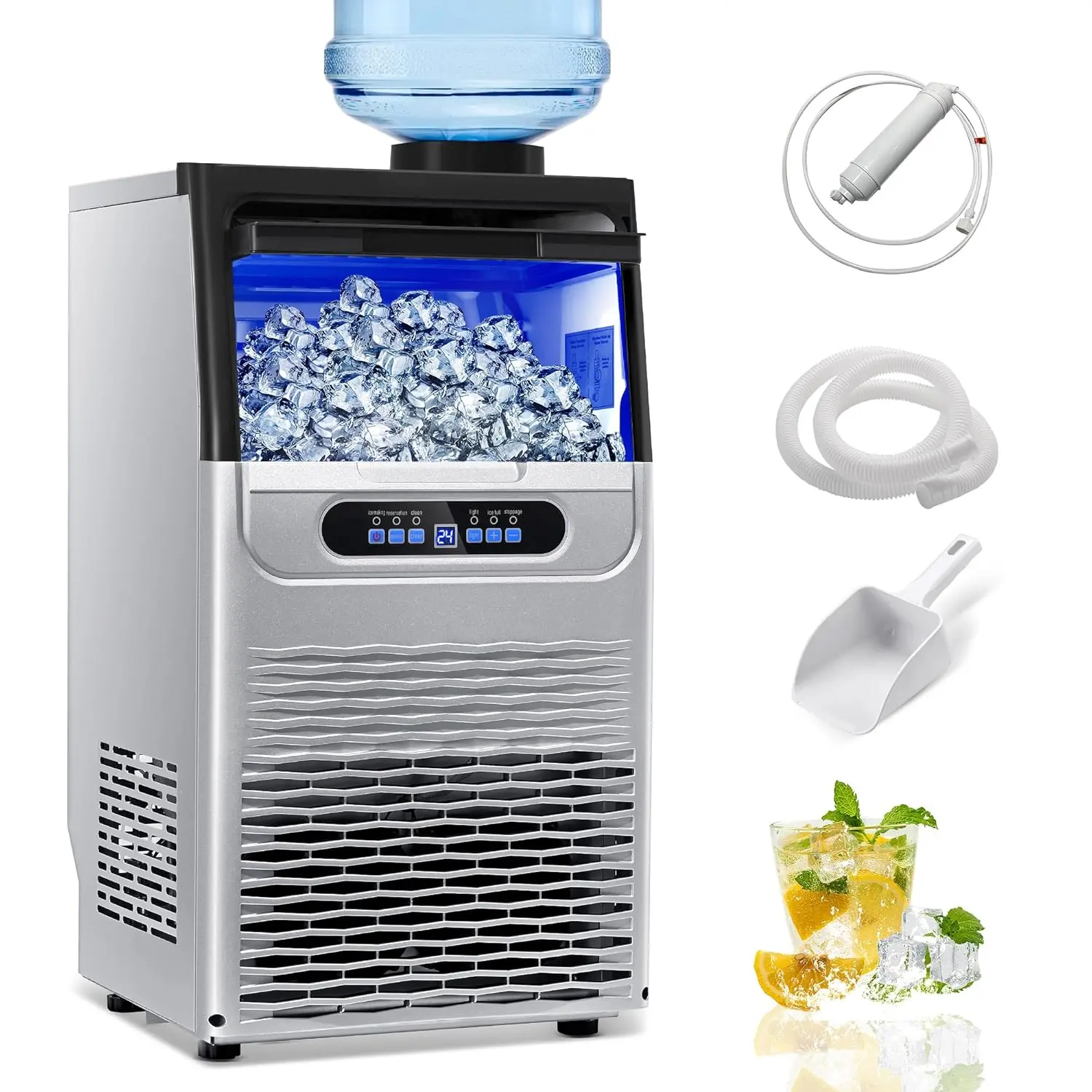 90lb/24hr Undercounter Ice Maker Commercial Home Use - NSF 22lb Bin Self Cleaning Silent Operation Bar Ready Stainless Steel CIM30-S Icemachine Icemakermachine tiktokshopbacktoschool