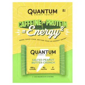 Quantum Energy Square Salted Peanut Butter Crunch, 8 Bars, 1.69 oz (48 g) Each