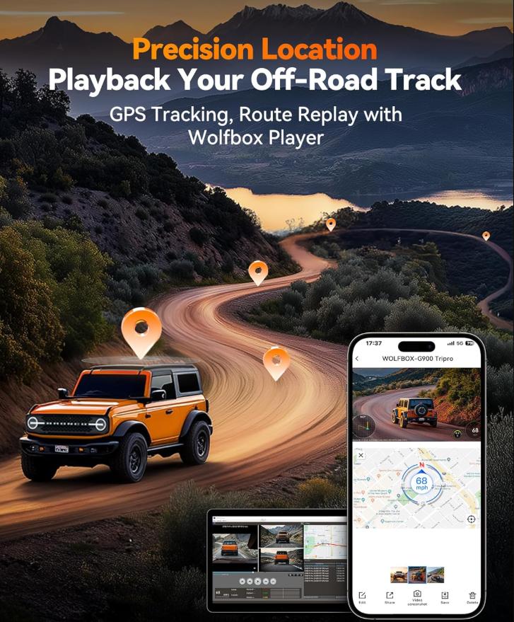 WOLFBOX G900 PRO Mirror Dash Cam with STARVIS 2 IMX678 128GB Card 5.8GHz WiFi 4K Front 2.5K Rear Video TikTokShopHolidayHaul Dashcam for Cars