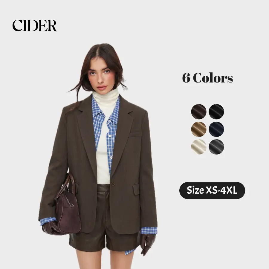 Cider Notched Collar Oversized Blazer Casual Trendy Outfits SohoChic