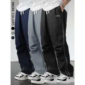 Men's Summer Sports Straight-Leg Loose Fit Pants, Casual Comfortable Breathable Lightweight White Side Stripe Relaxed Trousers, Gym Workout Outdoor Hiking Jogging Pants, Men's Long Pants, Fitness Sports Pants（gift）
