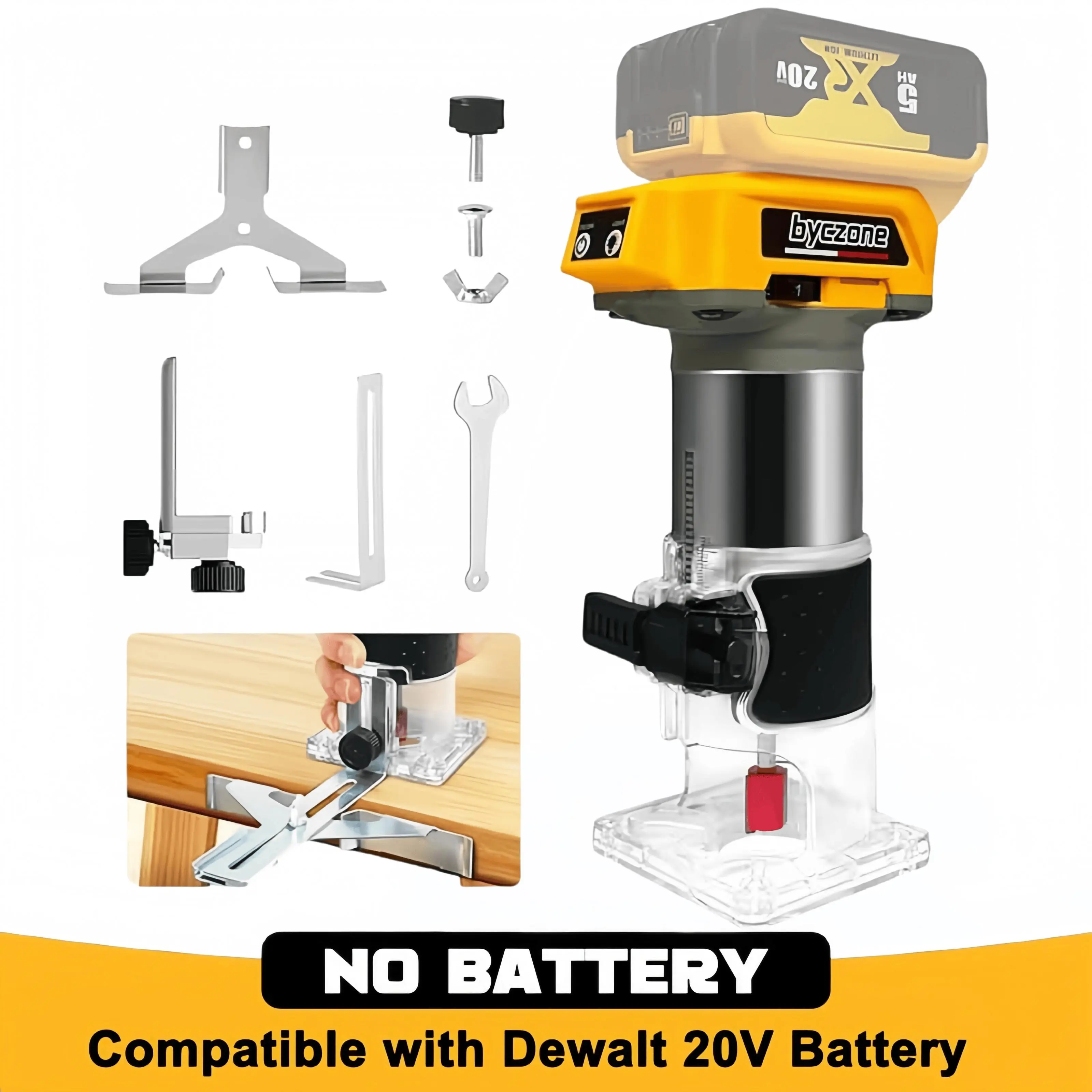 Cordless Compact Router Dewalt 20V Battery, 6-Speed Adjustable, 800W -30,000 RPM Brushless Motor, Hand Tool, 15 1/4 Inch, for DlY and Crafting (No Battery)
