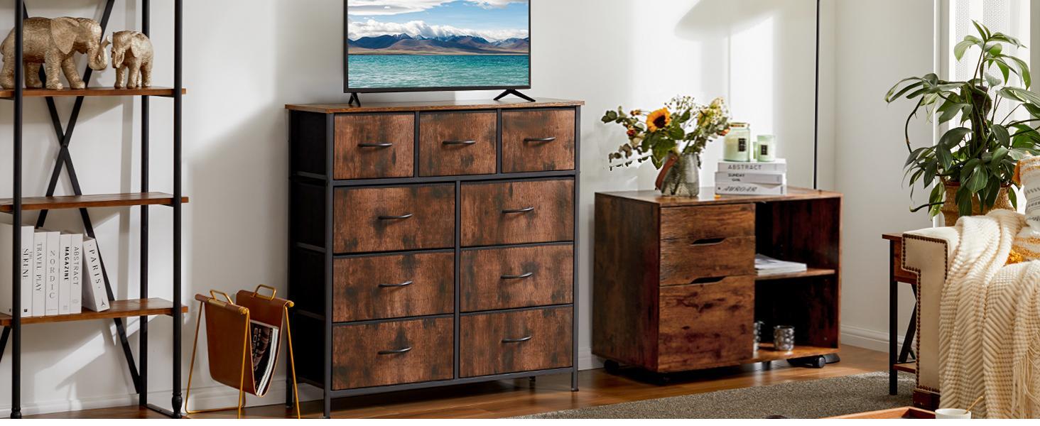 【Deal】FurnishFlex Dresser, Dresser for Bedroom, Storage Drawers, Fabric Storage Tower with8 / 9 Drawers, Chest of Drawers with Fabric Bins, Steel Frame
