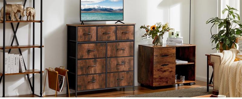 【Deal】FurnishFlex Dresser, Dresser for Bedroom, Storage Drawers, Fabric Storage Tower with8 / 9 Drawers, Chest of Drawers with Fabric Bins, Steel Frame
