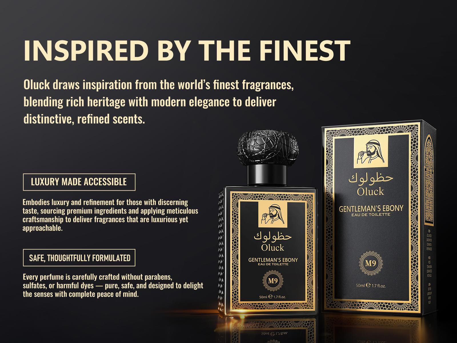 Oluck Perfume M9 (GENTLEMAN’S EBONY) Cologne for Women & Men, Oud Wood Cardamome  Cedarwood Patchouli Musk Notes , Middle Eastern Fragrance，Luxury  Gifts