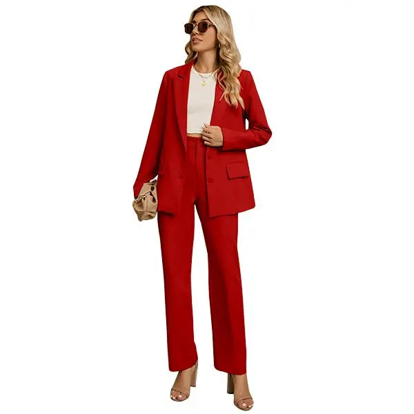 luvamia 2 Piece Suits Set Outfits for Women Dressy Blazer Jackets High Waisted Straight Leg Pants Suits Set Business Casual Office