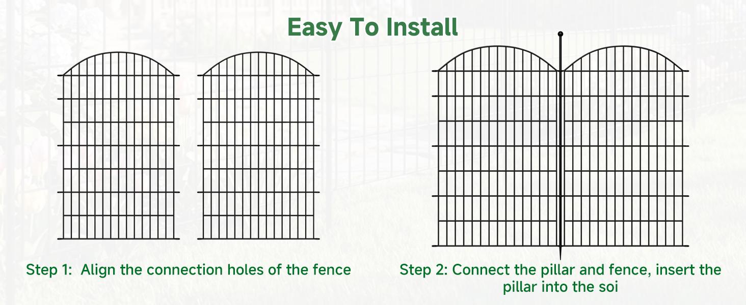 Lilypelle 7/13 Panels No Dig Fence with Gate, 40" H Garden Decorative Fence Animal Barrier for Dogs, Rustproof Metal Garden Edging Border for Outdoor, Yard, Patio