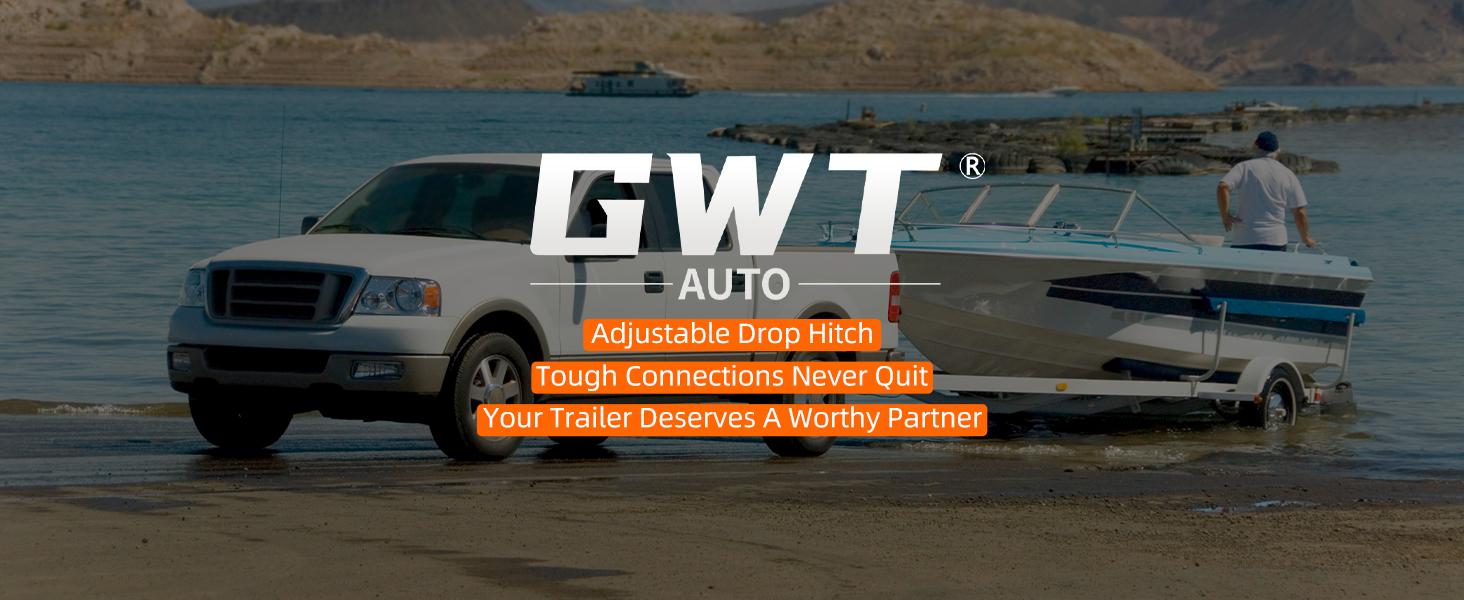 GWTAUTO Adjustable Trailer Hitch with Hook, Tri-Ball (1-7/8" x 2" x 2-5/16") Drop Hitch, Fits 2-Inch Receiver,（ 6-8） Inch Drop Hitch, 17000 LBS GTW-Class 3 Tow Hitch for Heavy Duty Truck, Solid Ball Mount