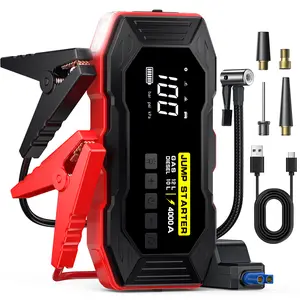 4-in-1 Car Jump Starter & Tire Inflator, 4000A Peak 12V Battery Pack