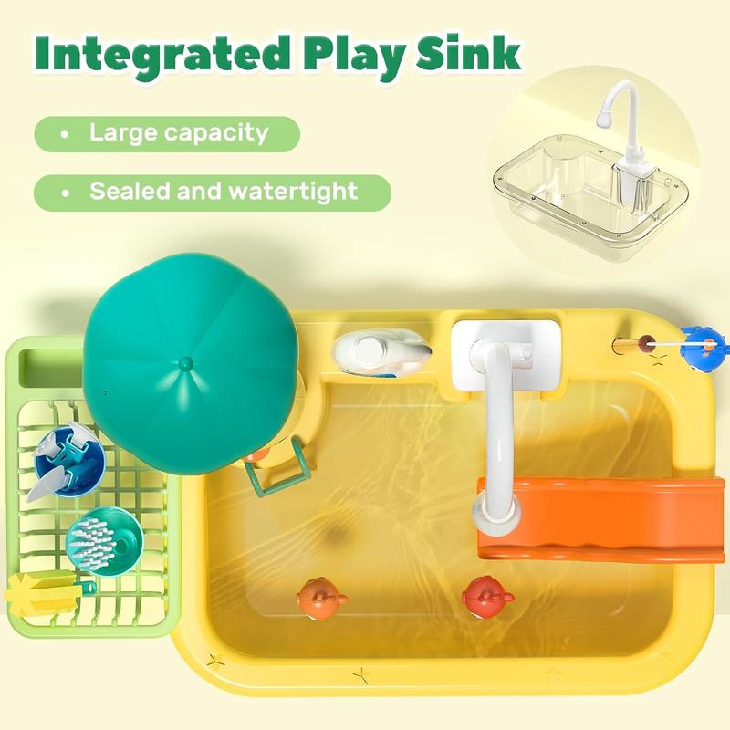 CUTE STONE Play Sink with Running Water, Play Kitchen Sink Toys with Play Food & Kitchen Utensils, Pool Floating Toys for Fishing Game, Safe ABS Plastic, 1.7L Capacity, Ideal for Kids CUTE STONE Play Sink with Running Water, Play Kitchen Sink Toys with Play Food & Kitchen Utensils, Pool Floating Toys for Fishing Game, Safe ABS Plastic, 1.7L Capacity, Ideal for Kids