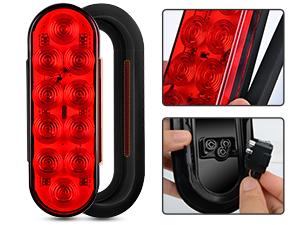 Nilight 6 Inch Oval Trailer Tail Light 6PCS Red White 10LED with Flush Mount Grommets Plugs IP67 Waterproof Brake Turn Signals Reverse Lights for RV Truck Trailers Vehicle