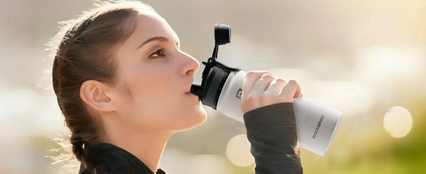 ROCKBROS Stainless Steel Insulated Water Bottle with Straw