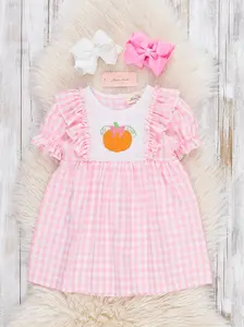 Embroidered Gingham Pumpkin Picnic Dress