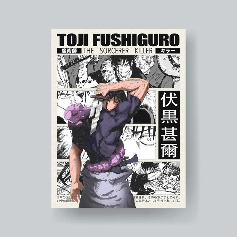 Toji Jujutsu Kaisen Anime Poster Print, JJK Manga Artwork Wall Hanging Home Decor, Gojo Geto, Minimalist Christmas Gift for Anime Fan