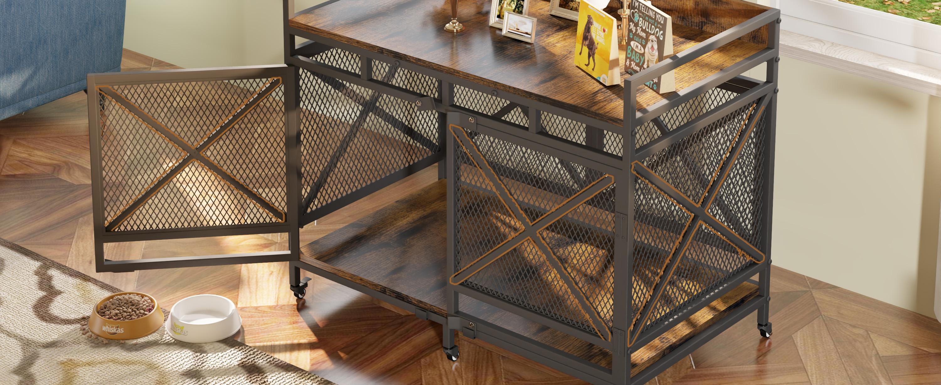 [LIVE] COZPAW Large Dog Crate Furniture | 48/52/71/78/86Inch  Wooden Kennel for Extra-Large Dogs | Heavy-Duty Indoor Wire Crate  dogcages dog kennel lockable wheel