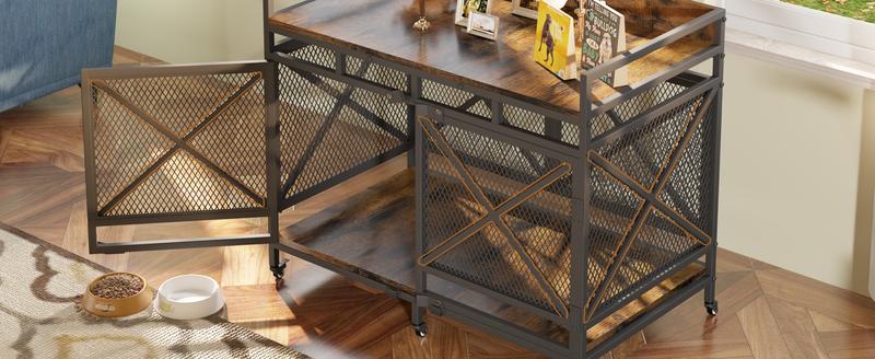 [LIVE] COZPAW Large Dog Crate Furniture | 48/52/71/78/86Inch  Wooden Kennel for Extra-Large Dogs | Heavy-Duty Indoor Wire Crate  dogcages dog kennel lockable wheel