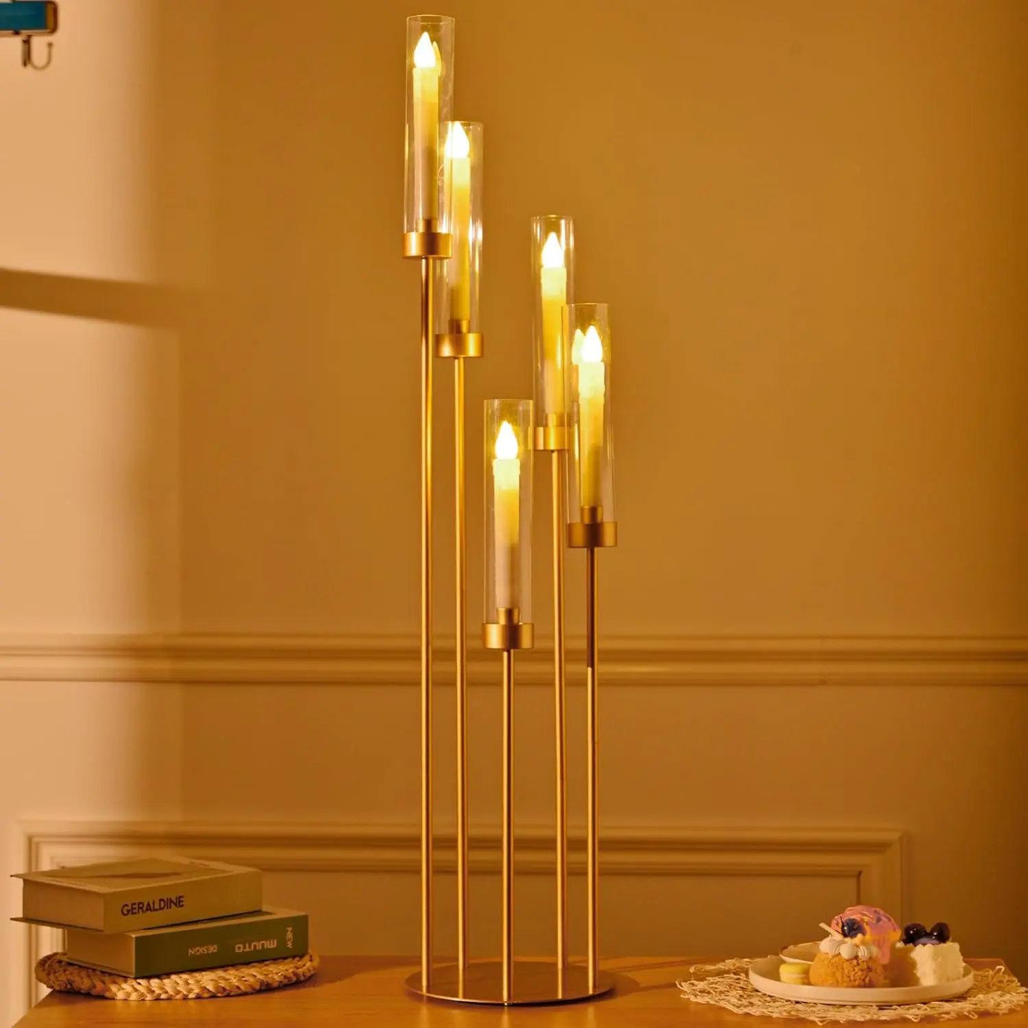 5-head Candle Holder, 1 Count Modern Candlestick Holder, Decorative Candle Holder, Candle Stand for Home Party Wedding, Home Decor Supplies, Home Decoration, Home Accessories