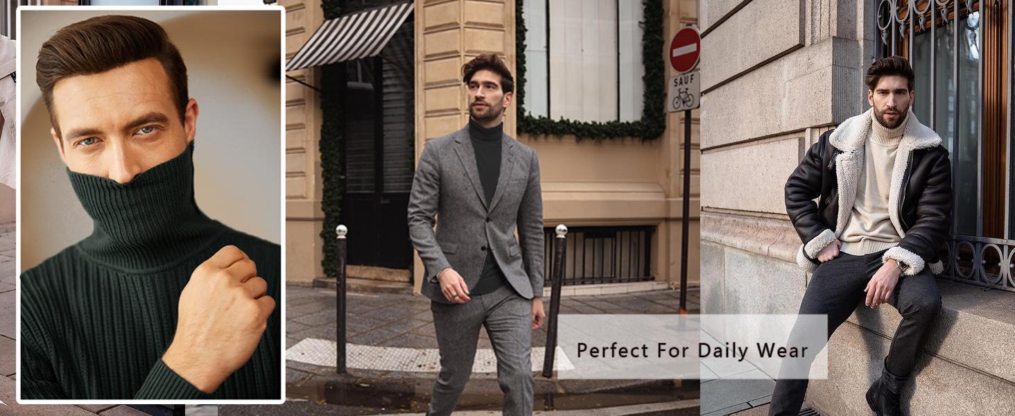 Coofandy Fall Outfits Men's Knitted Ribbed Turtleneck/High Neck Slim Fit Basic Sweater - Best Choice in Winter Casual Fabric Knitwear Menswear Soft Jacket Jeans Long Outdoor Pullover Suit Long Sleeve Thick Coofandy Fall Outfits Men's Knitted Ribbed Turtleneck/High Neck Slim Fit Basic Sweater - Best Choice in Winter Casual Fabric Knitwear Menswear Soft Jacket Jeans Long Outdoor Pullover Suit Long Sleeve Thick
