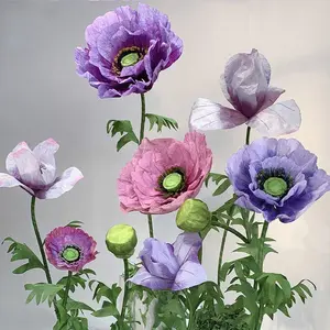 Standing Corn Poppy, Giant 5.58ft Life-Size Faux Blooms with Flexible Stem Metal Base Oversized Wedding Arch Decor, Party Backdrop,Garden Window Display(Colorful)