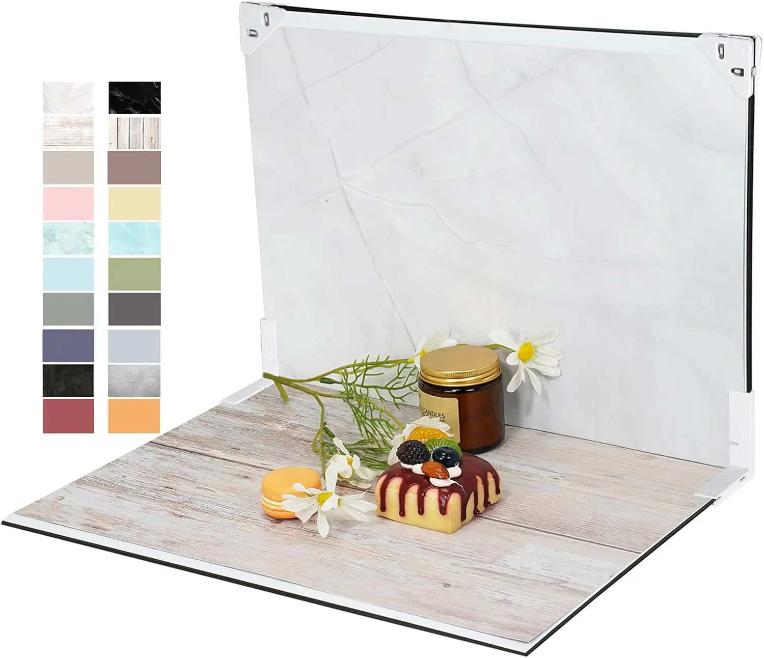 Yoocheese Photo Backdrop for Product Photography, 16.5×11.7in Compact Kit | Tabletop photography for food, jewelry, beauty and small products. For UGC creators, online sellers and small businesses.