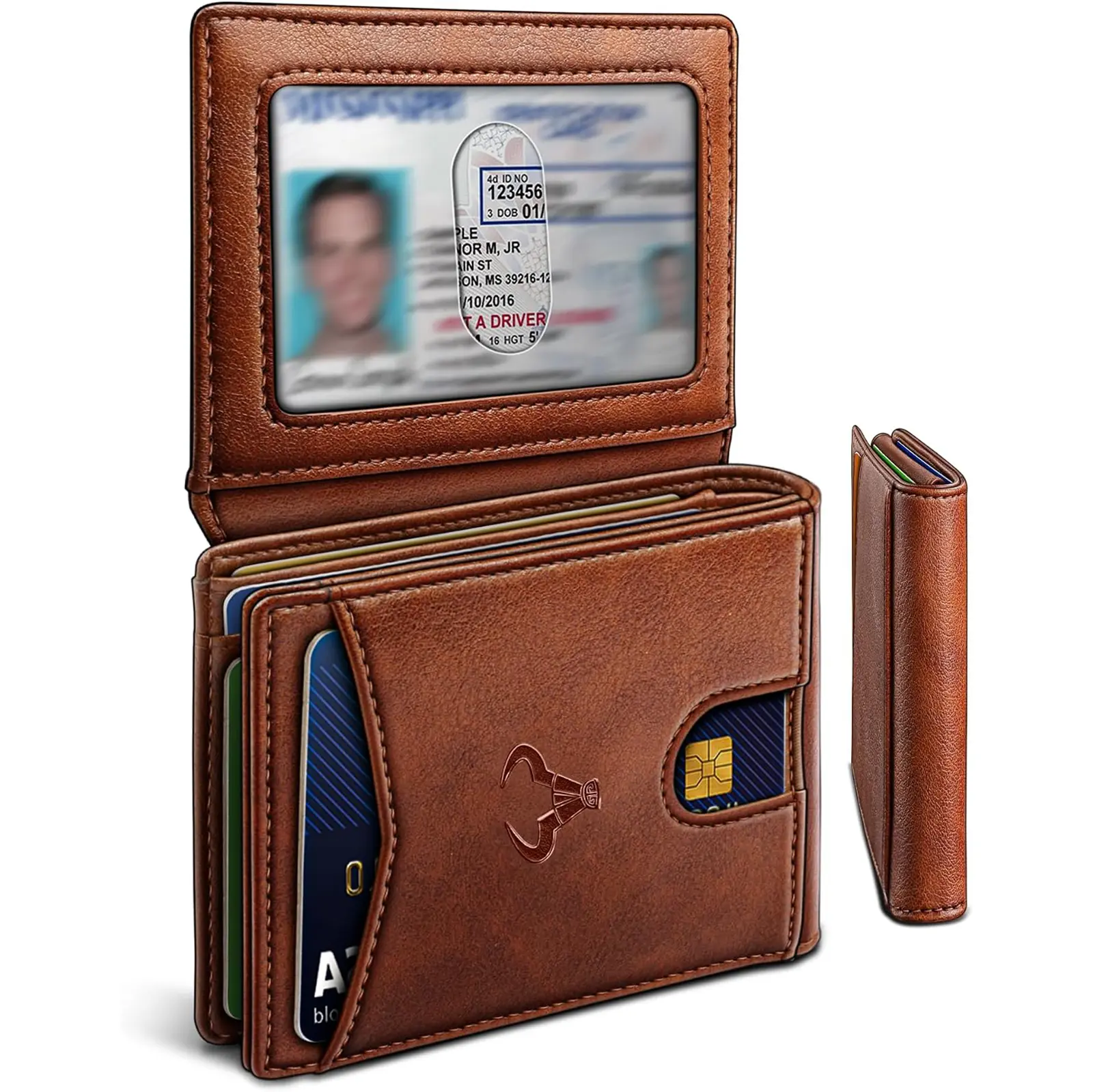 BULLIANT Men's Slim Wallet with RFID Blocking, Leather Bifold Wallet Front Pocket Card Holder with 11 Card Slots, Gift for Men