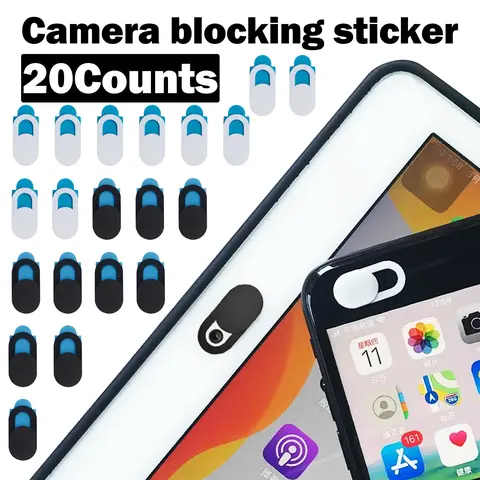 20-Count Flexible ABS Ultra Thin Webcam Privacy Guards - 10 Black 10 White Camera Slide Covers with Aftermarket Adhesive Sticks, Easy-Install Tech Accessories for Laptops, Computers, Tablets, iPad Accessories to Protect Privacy