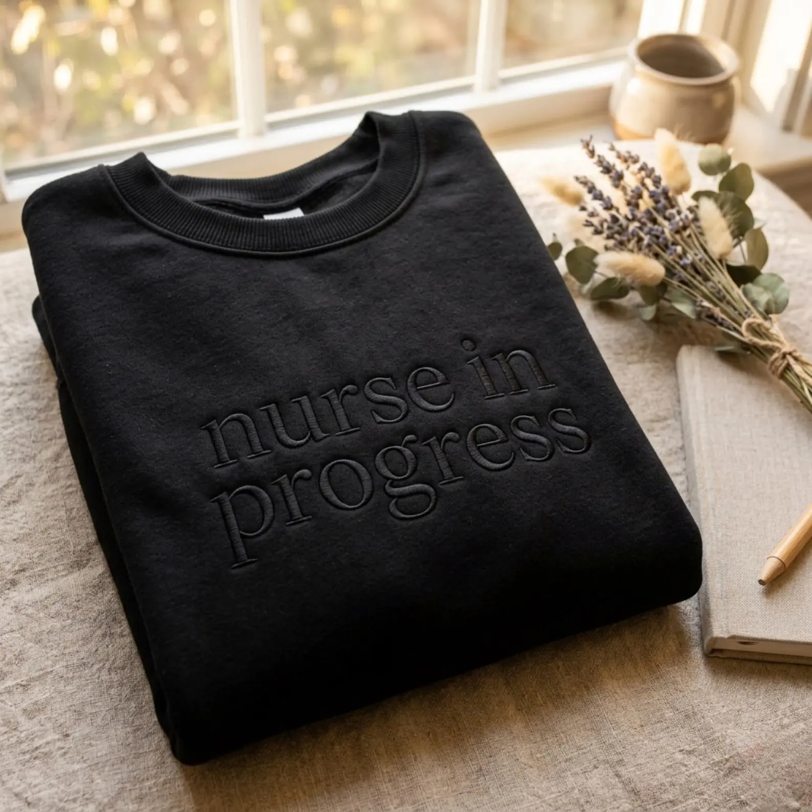 Nurse in Progress Embroidered Sweatshirt, Future Nurse Gift, Nursing Student Apparel