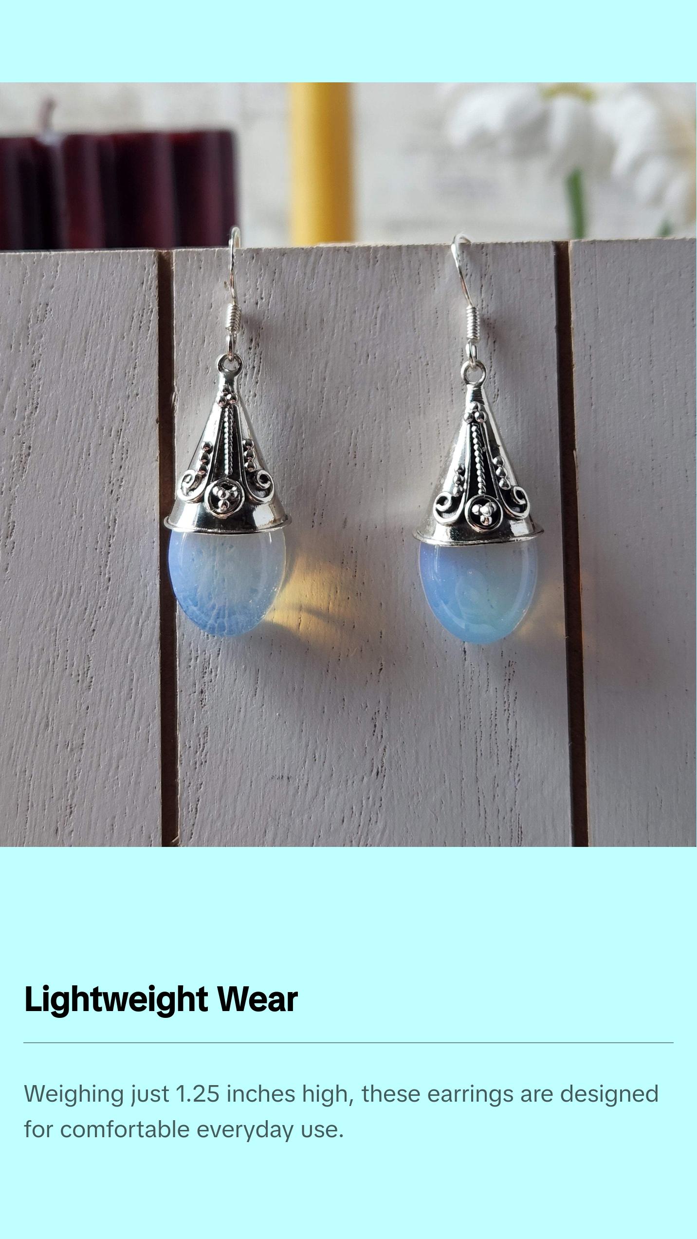 Opalescent Iridescent Teardrop Earrings | Sterling Silver Victorian-Inspired Magic