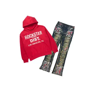 Saxon Red/Tint Hoodie/Stacked Flare Jean Set Saxon Red/Tint Hoodie/Stacked Flare Jean Set