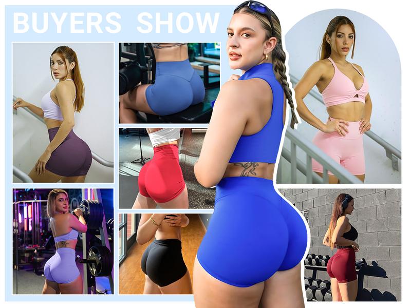 YEOREO Women's Biker Shorts 4.5" Workout Gym Shorts Craze High Waist Tummy Control Hidden Scrunch Running Yoga impact