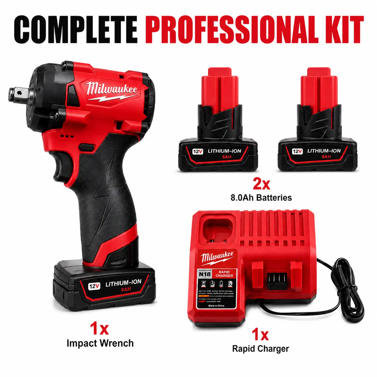 Milwaukee M12 FUEL 4-Mode Brushless Cordless Impact Drill Driver Kit, Brushless Motor Drills Power Tools for Heavy-Duty Tasks, Steel Structure Installation, Lithium-Electric with M18 Accessory Compatibility, Tools and Gadgets