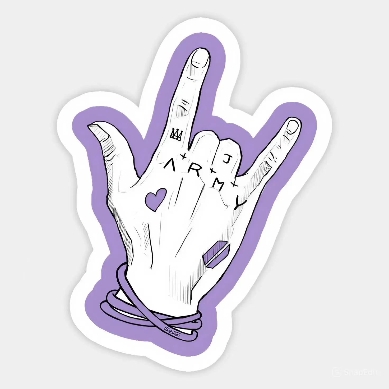 Purple Hand Heart Symbol Sticker, Music Fan Love Aesthetic Decal, Concert Memory Inspired Graphic, Laptop Phone Bottle Collectible Gift