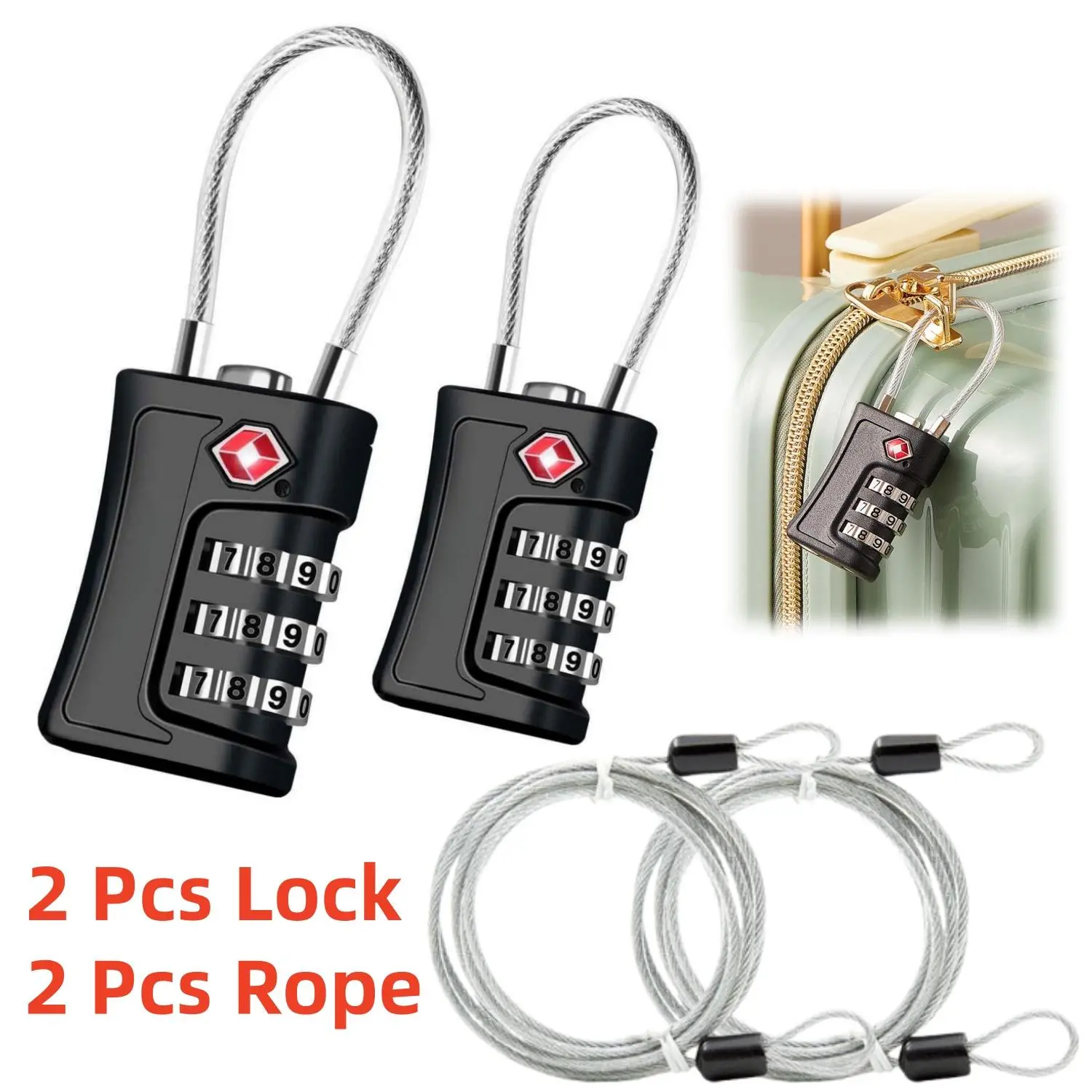 2-Pack Specialty Kitchen Utensils Heavy-Duty Anti-Theft Locks with Hardened Steel Cables - Upgraded Combo Custom Combination Locks, Side-Read Dial, Travel Safe for School Gym Lockers