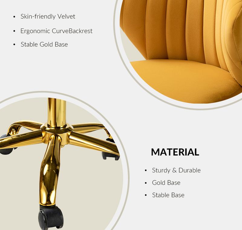 Hulala Chandra Velvet Office Chair, classic design, elegant pattern, ergonomic shape, durable frame with soft filling, Durable metal five-pronged base, all directional wheels, height-adjustable, vertical tufted design chair