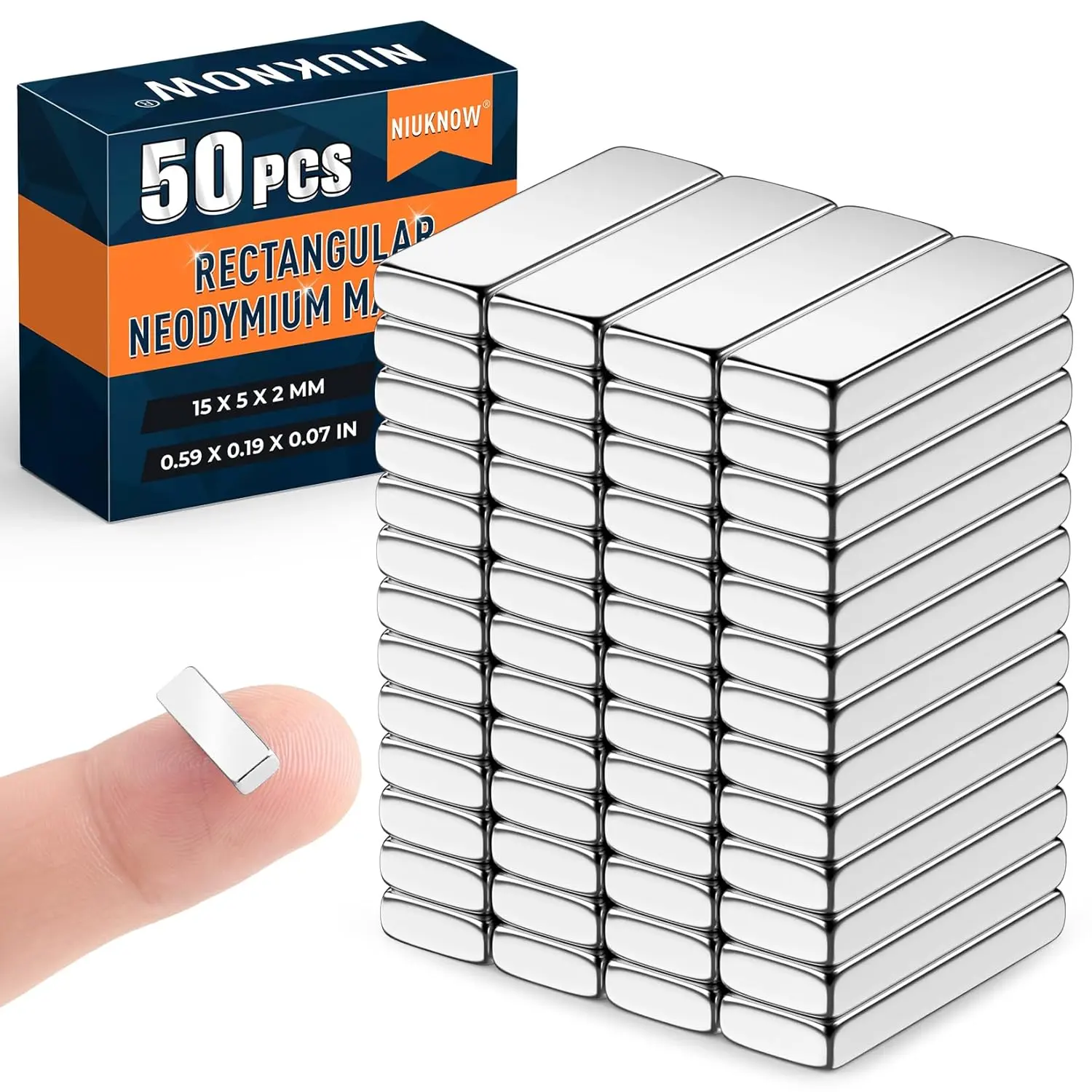 Strong Rare Earth Magnets Bar, 15x5x2mm Small Rectangular Industrial Magnets, Neodymium Magnets Bars（50Pack