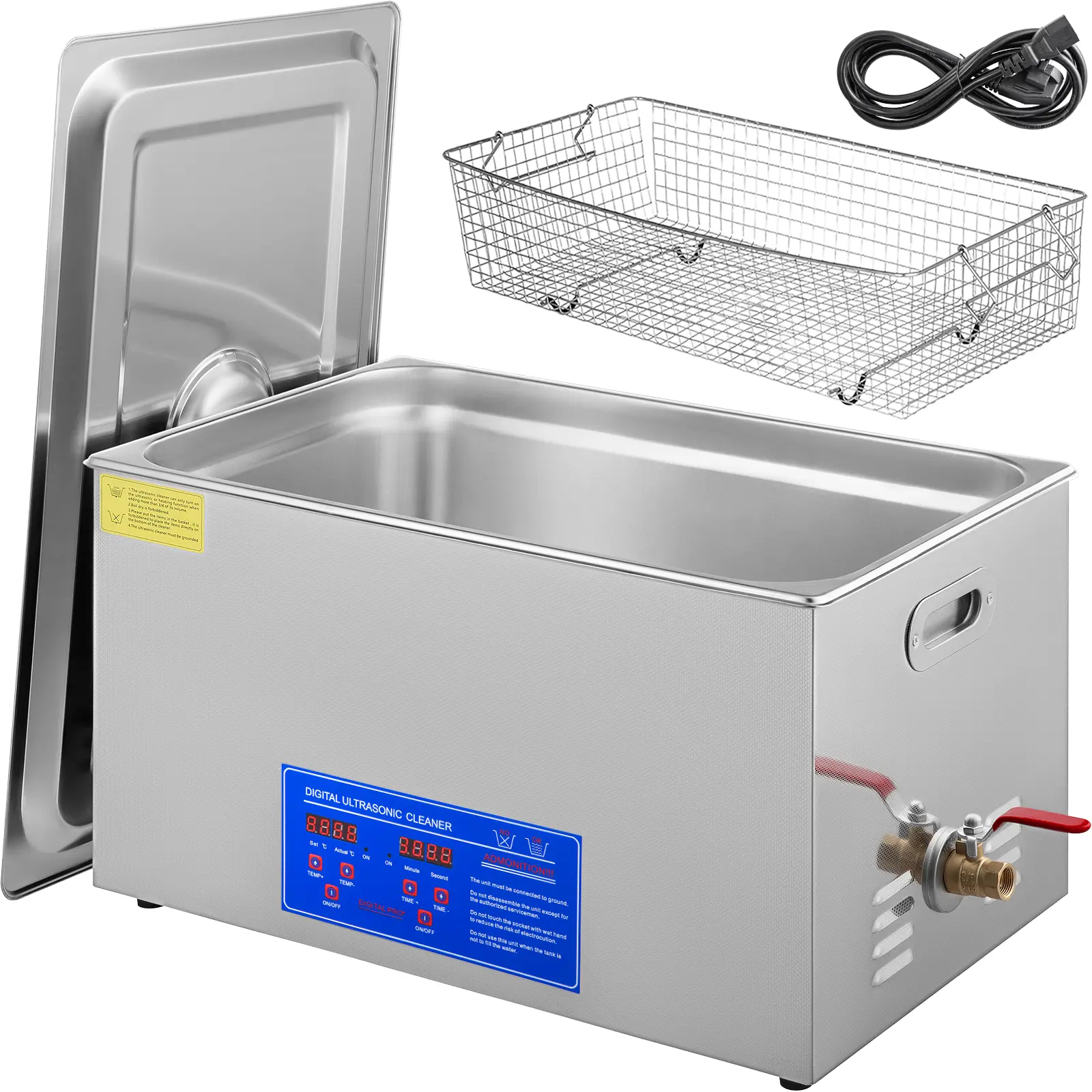 VEVOR 22L 304 Stainless Steel Industrial Ultrasonic Cleaner (Cleaning Tool, Appliance) with 40kHz Frequency, Digital Timer, Heater, Drainage System, 110V for Jewelers, Watchmakers (Father's Day Gift), Cleaning Tools, Deep Clean