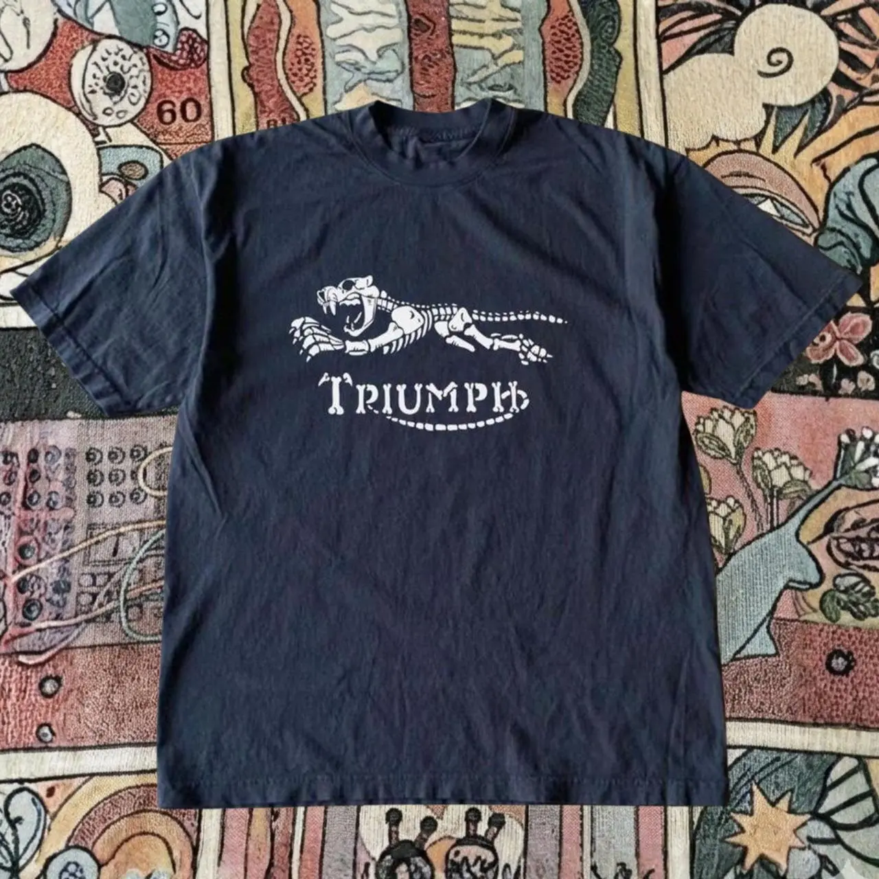 Gildan Men's Black T-shirt, Triumph motorcycles graphic t-shirt, Vintage Triumph Skeleton T-Shirt, Triumph Motorcycle Graphic Tee, Retro Biker Shirt, Y2K Grunge Streetwear Tee, Cafe Racer Graphic Shirt, Unisex Gift Menswear