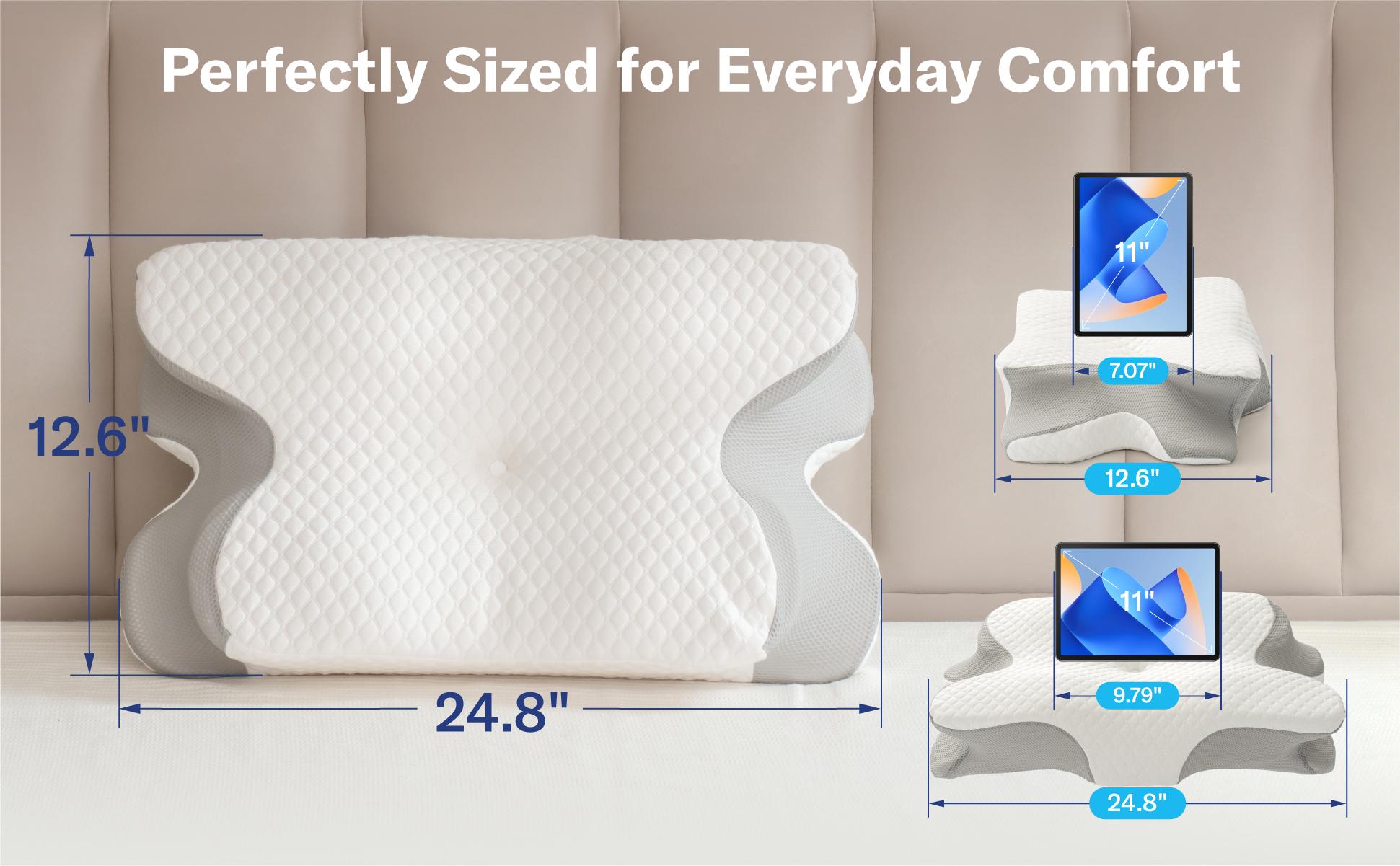 Alcedo Cervical Pillow for Cozy Sleep, Odorless Ergonomic Contour Memory Foam, Orthopedic Bed Pillow for Side, Back, and Stomach Sleepers Alcedo Cervical Pillow for Cozy Sleep, Odorless Ergonomic Contour Memory Foam, Orthopedic Bed Pillow for Side, Back, and Stomach Sleepers