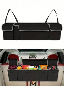 1-Pack 600D Waterproof Oxford Cloth Car Back Seat Hanging Organizer, Adjustable Straps with 4 Pockets, Heavy Duty Durable Storage Bag for SUV Sedan Truck, Multi-Purpose Auto Interior Backseat & Trunk Organizer, Universal Car Accessories
