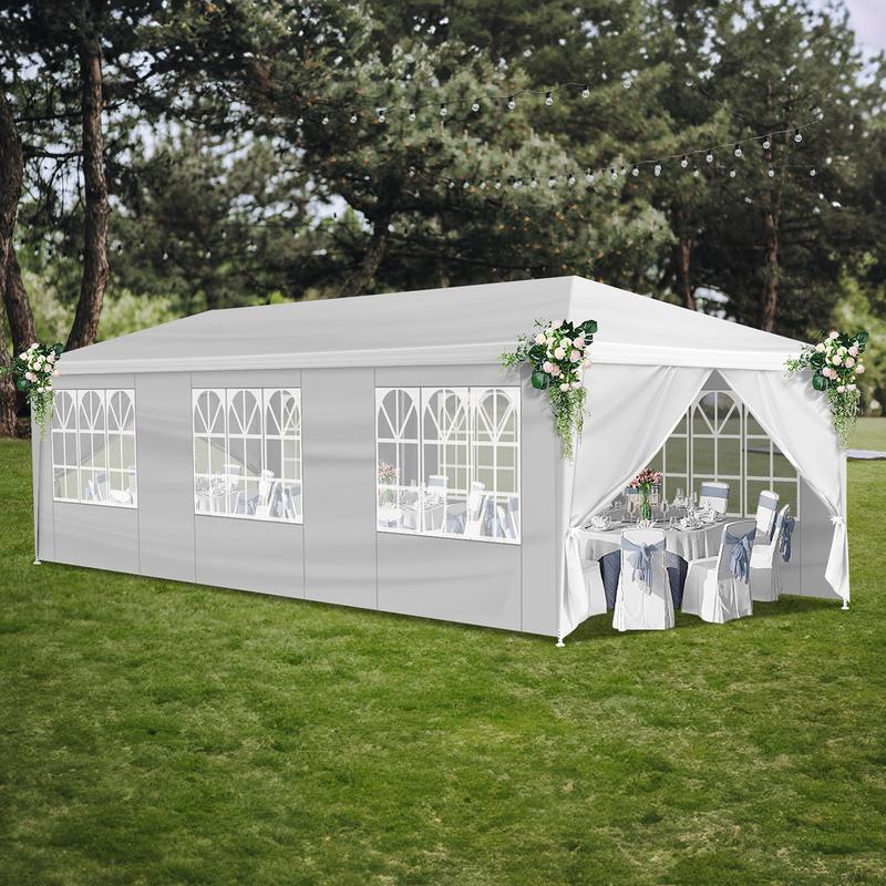 Outdoor Canopy 10 x 10/20/30ft, Party Tents with 0/5/7/8 Removable Sidewalls, Gazebo Shelter for Parties, Outside Waterproof Wedding Canopies