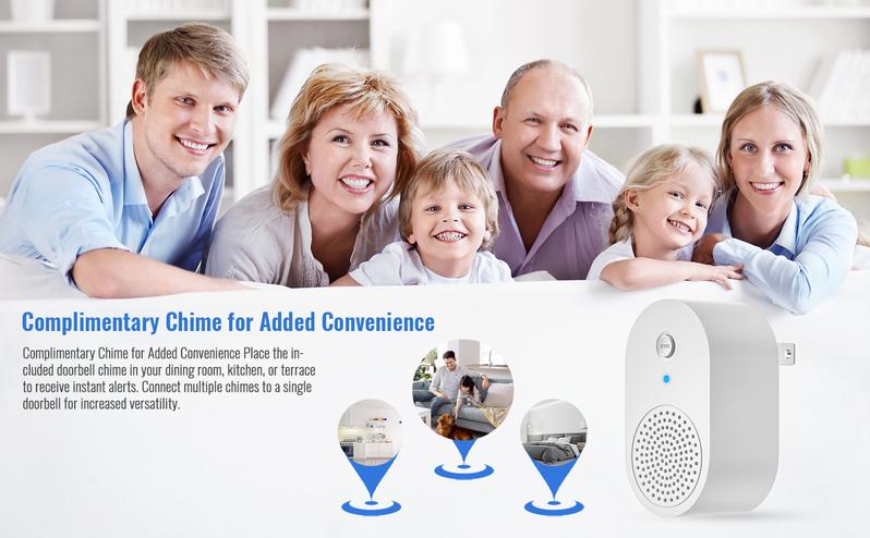 Chime for doorbell camera, Smart door magnetic sensor, adjustable volume alarm with doorbell function, suitable for home and office security, delayed alarm, door opening alarm, 120dB loud sound, smart door sensor makes more convenient