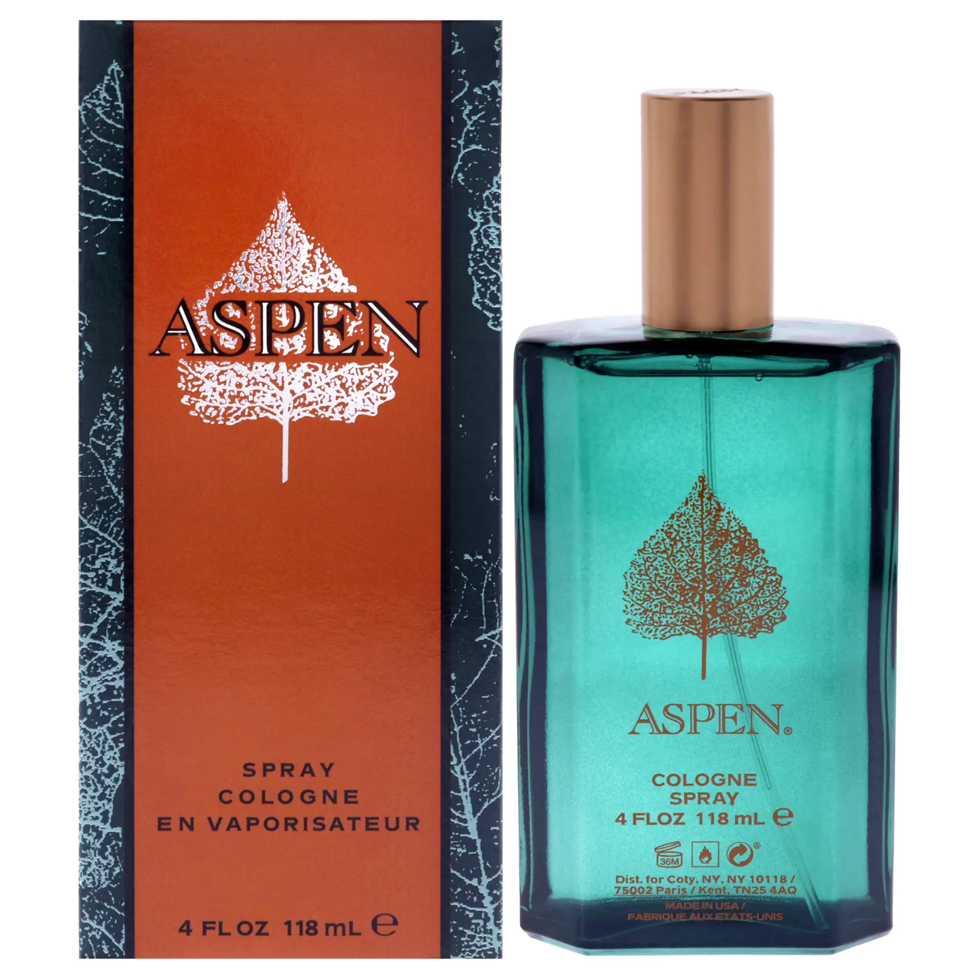 Aspen by Coty for Men 4 oz EDC Spray, Fresh Aromatic Woody Cologne with Lavender & Musk, Long-Lasting Gift for Him