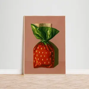 Strawberry Candy Art Print – Retro Pop Nostalgia Kitchen Wall Poster