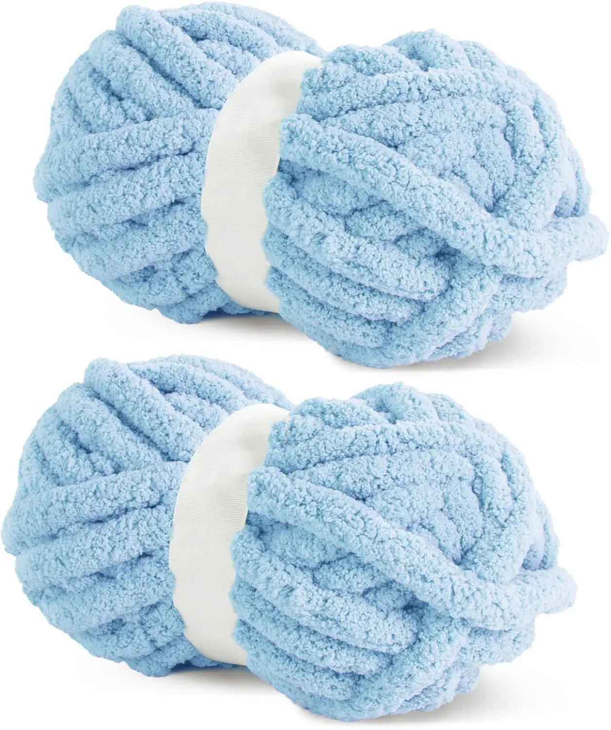 HOMBYS 2-Jumbo Pack Chunky Chenille Yarn - Super Thick Fiber for Hand Knitting, Crochet Projects, DIY Crafts - Extra Soft Bulky Stitch, Cozy Textures (27yds, 8 oz Each Skein)