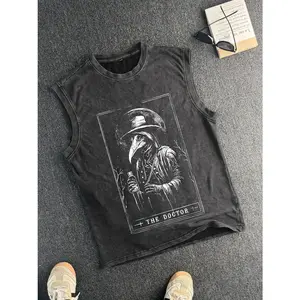 Classic Cotton Vintage Vest, Slim Fit Round Neck Sleeveless Casual Summer Top