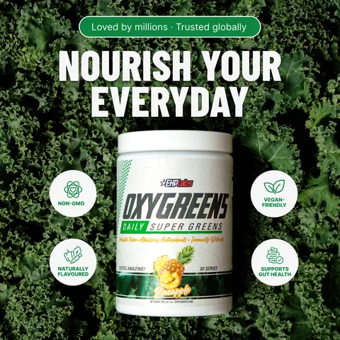 OxyGreens Super Greens Powder - Digestion & Gut Health Support - Spirulina, Barley Grass & Spinach with Prebiotic Fiber & Enzymes - Vegan & Gluten-Free - Daily Greens Drink for Adults