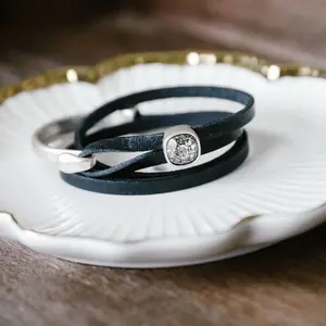 COCO BLACK LEATHER WRAP BRACELET