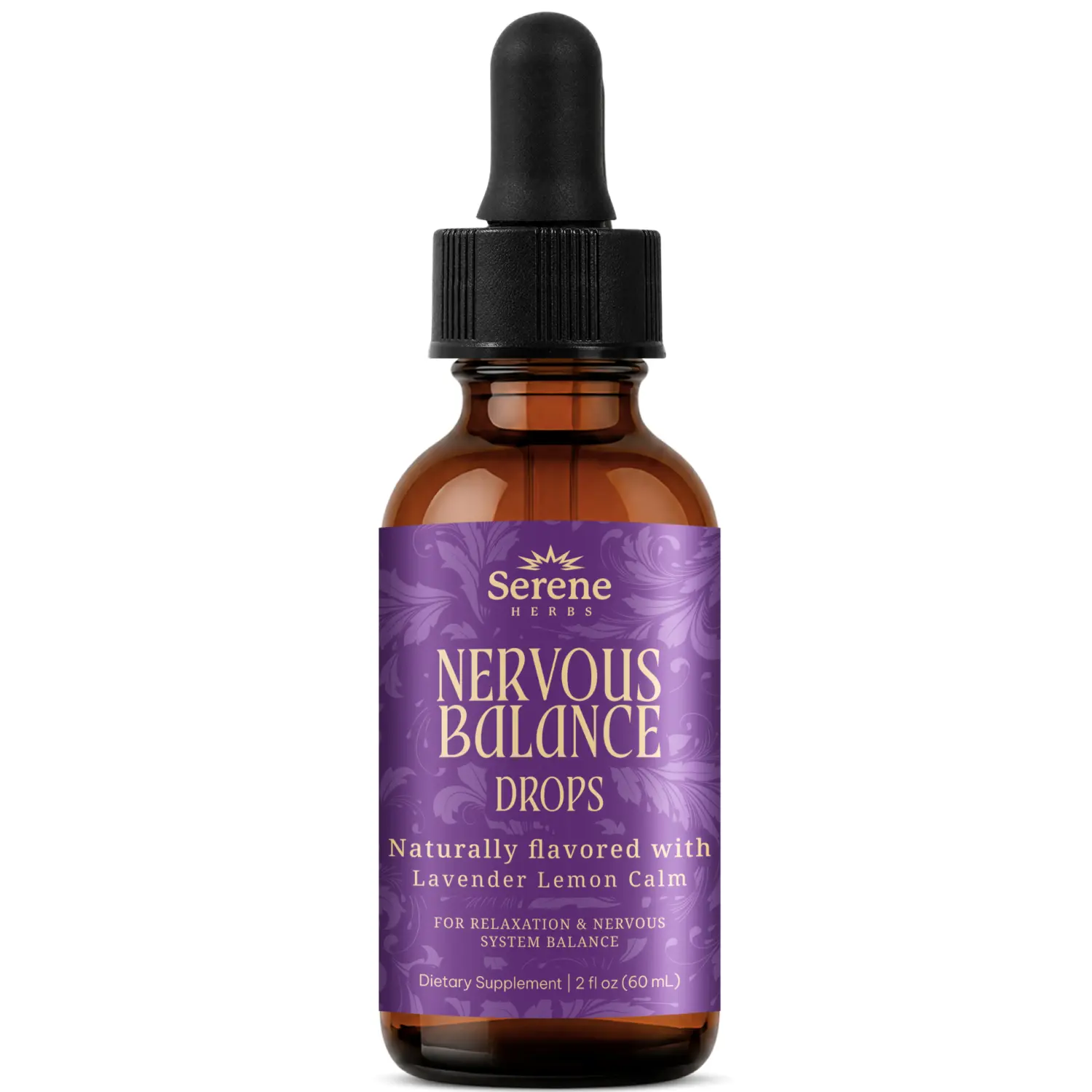 Serene Herbs Nervous Balance Drops – Calm Support Liquid, Lavender Lemon, 2 fl oz