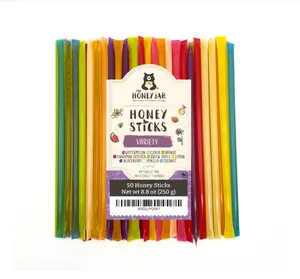 The Honey Jar Variety Pack Honey Sticks - Pure Honey Straws For Tea, Coffee, or a Healthy Treat - One Teaspoon of Flavored Honey Per Stick - Made In The USA with Real Honey - (50 Count)